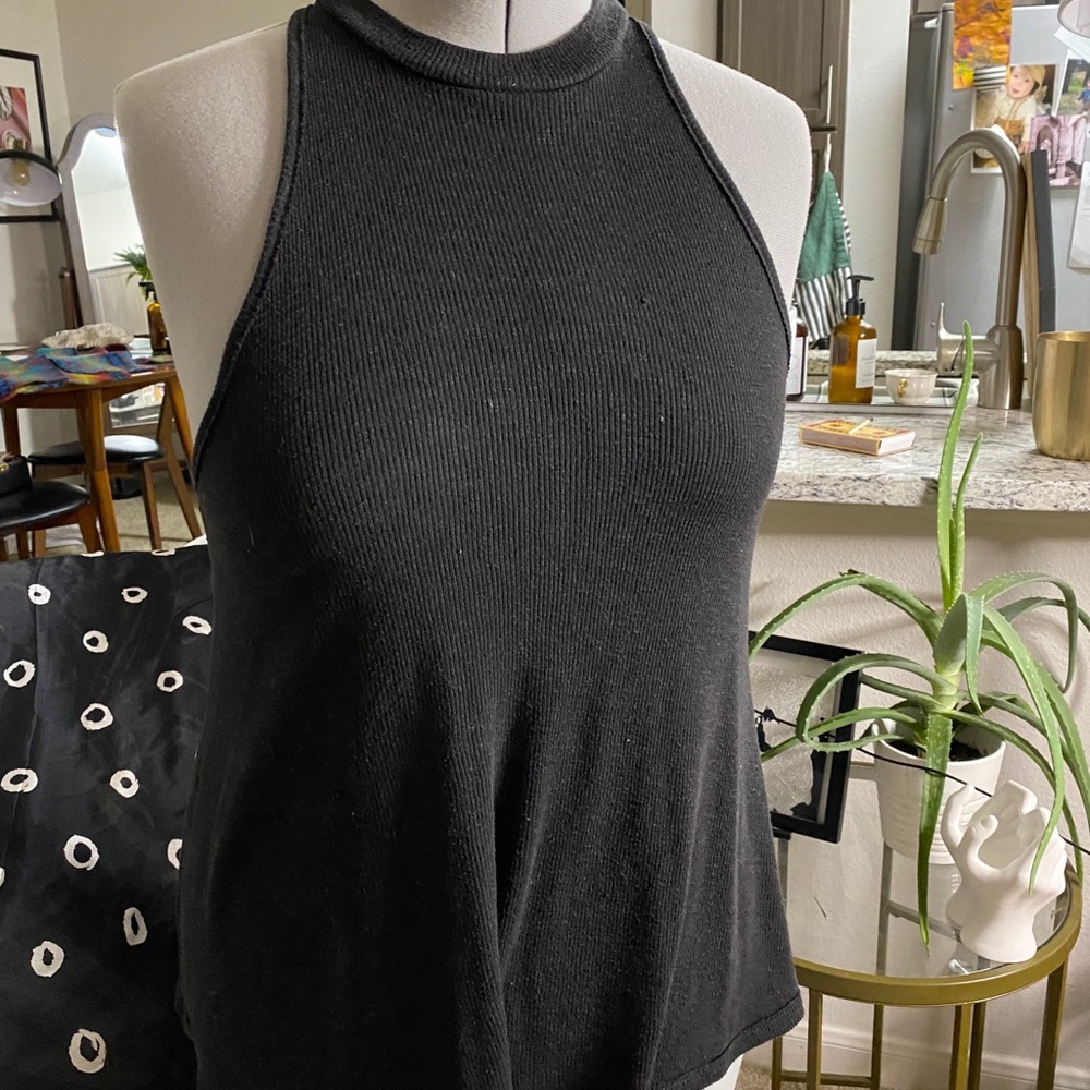 Mock neck black muscle tank